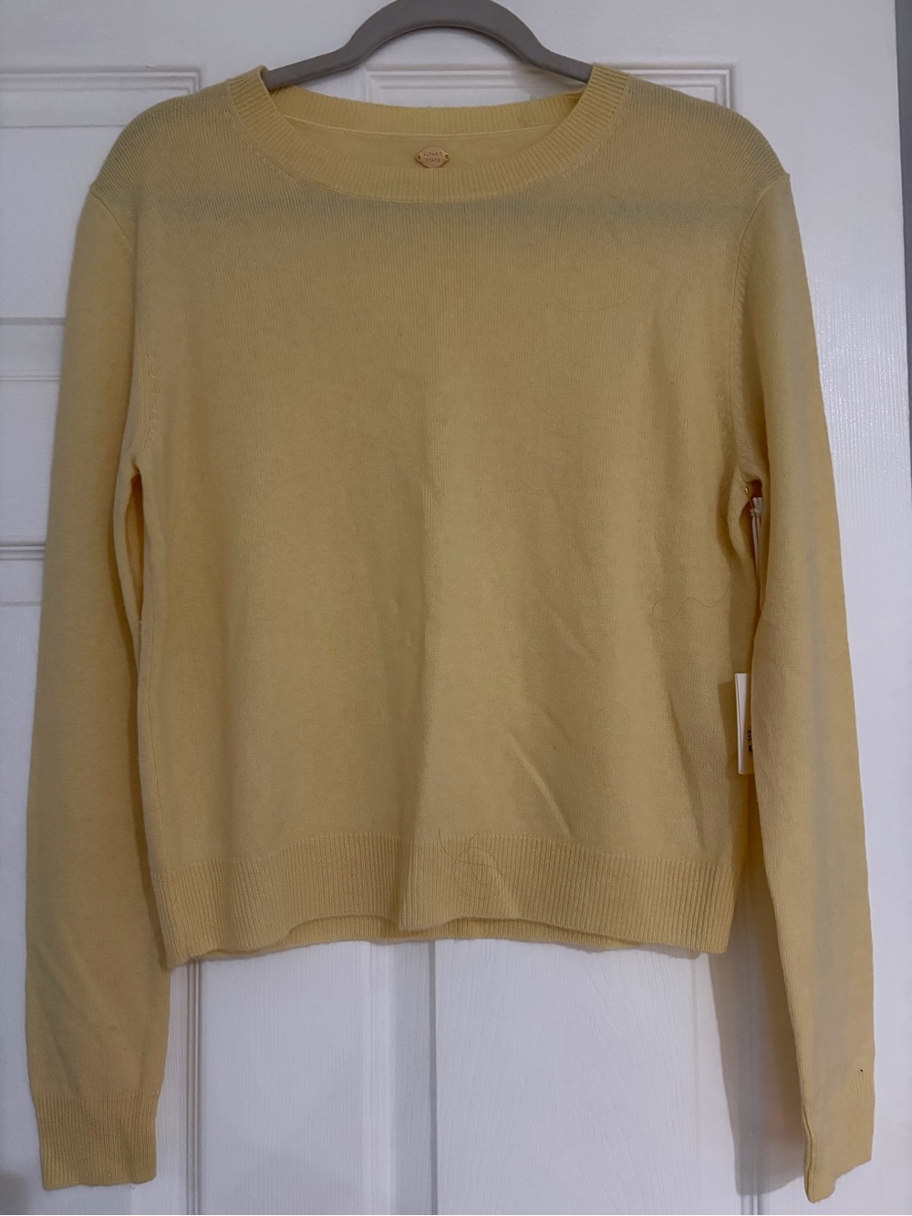 Yellow Crewneck Women's Sweater - Classic Lightweight Knit/ Cashmere XS